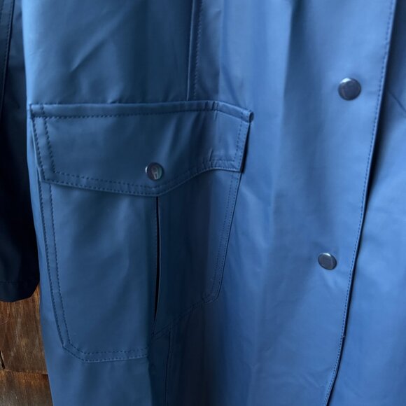 ASOS Curve Navy Coated Snap Front Hooded Raincoat in Women's 16 - Picture 6 of 12